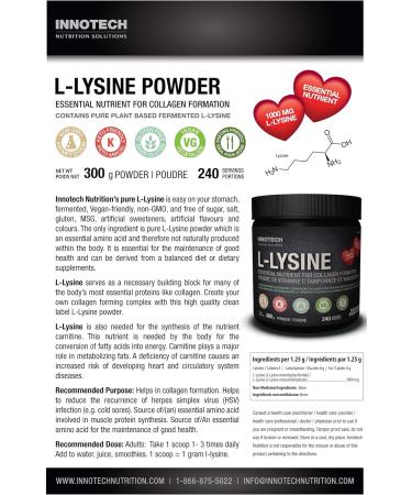Buy INNOTECH Nutrition L-Lysine Powder 300g Pure L-Lysine for Optimal Health | Fast International Shipping - Buy Online on GoSupps.com