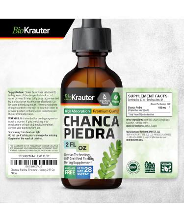 Chanca Piedra Tincture - Natural Kidney & Gallbladder Support - Vegan Alcohol & Sugar Free 2 Fl Oz - Buy Online on GoSupps.com