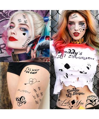 TASROI Harley Quinn Temporary Tattoo Stickers - Set of 5 Sheets for Men and Women, Suicide Squad and Birds of Prey Inspired, Perfect for Halloween and Cosplay - Buy Online on GoSupps.com