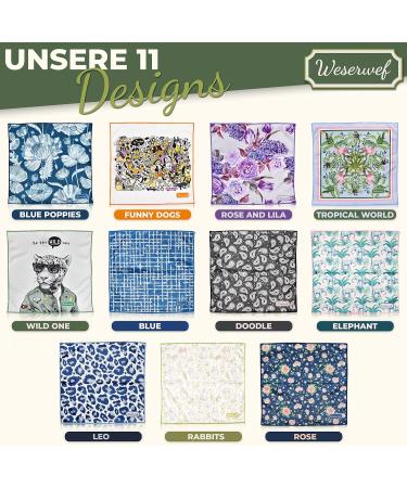 WESERWEF XXL Microfiber Glasses Cleaning Cloth - Optician Quality 30x30 cm for Glasses Smartphone Tablet & Camera - Blue Poppies Design - Buy Online on GoSupps.com