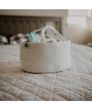 Parker Baby Rope Diaper Caddy Organizer - Nursery Storage Bin and Car Organizer for Diapers and Baby Wipes - White - Buy Online on GoSupps.com