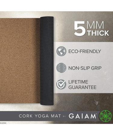 Gaiam Cork Yoga Mat - Ideal for Hot Yoga & Pilates (68x24x5mm) - Buy Online on GoSupps.com