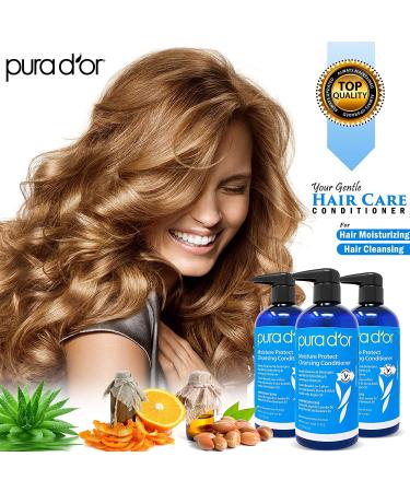 PURA D'OR Moisture Protect Cleansing Conditioner (16oz) - Argan Oil & Lavender - Sulfate-Free for All Hair Types - Men & Women - Buy Online on GoSupps.com