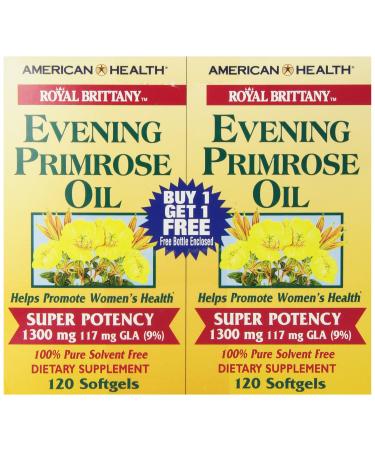 American Health Royal Brittany Evening Primrose Oil 1300 mg 2 Bottles 120 Softgels Each