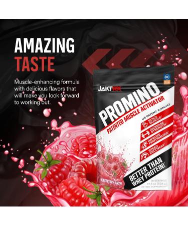 JAKTRX PROMINO - Plant-Based Protein Powder for Men & Women | Boost Strength & Recovery | 30 Servings Raspberry Rush - Optimized Muscle Supplement - Buy Online on GoSupps.com