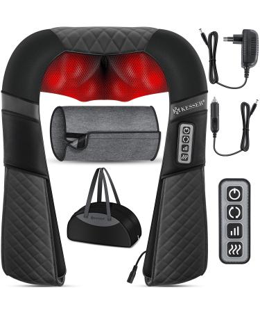 Kesser neck massage device Shiatsu massage device including pocket shoulder back massage device Massage with heat with 3D massage neck back shoulder legs feet black / anthracite black / anthracite