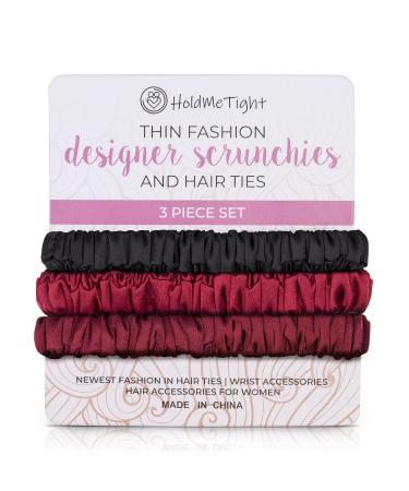 Rozac Set of 3 100% pure 22 Momme Melburry Silk Scrunchies for hairs Gentle on all hair types with good Elastic Thin Fashion Scrunchies for hairs and wrist band for girls and women (Black Pink Brown)