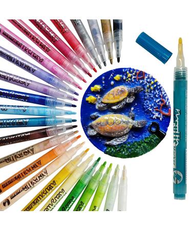 Acrylic Paint Pens Paint Markers - 24 Colors Medium Fine Tip Paint Pens for Metal  Rock  Glass  Wood  Ceramic  Resin  Canvas  Fabric  Plastic Surfaces  DIY Crafts for Kids and Adults