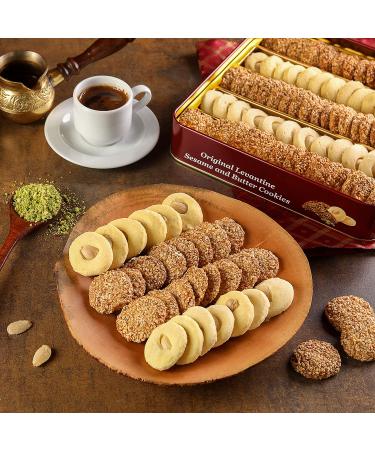 Zalatimo Sweets Shortbread Cookies Variety Pack | 100% All-Natural | Slightly Sweet | Square Metal Gift Tin | No Corn Starch or Syrups | Assorted Baklava, Mamoul, Sesame & Butter | Pack of 3 - Buy Online on GoSupps.com