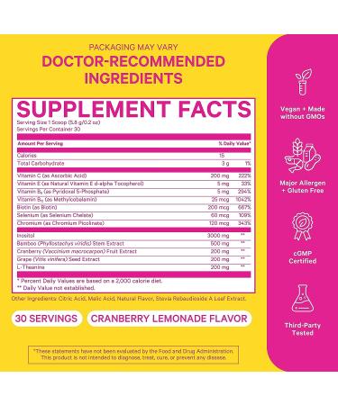 Pink Stork Fertility Drink Mix - Cranberry Lemonade Supplement for Women - Hormone Balance & Prenatal Vitamins with Inositol, B6, and B12 - Women-Owned - 30 Servings - Buy Online on GoSupps.com