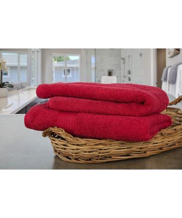 Ample Decor 600 GSM Hand Towel Pack of 2 - 100% Cotton, Oeko Tex Certified, Red 18x28 Inch - Soft & Absorbent for Hotel, Spa, Gym - Machine Washable - Premium Quality - Buy Online on GoSupps.com