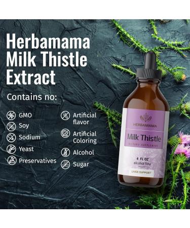 HERBAMAMA Organic Milk Thistle Seed Liquid Drops - Liver Detox Supplement - Alcohol-Free - 4 fl oz - Buy Online on GoSupps.com