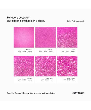 Hemway Premium Ultra Sparkle Baby Pink Iridescent Glitter - Multi-Purpose Metallic Flake for Arts Cosmetics Resin and Festivals - Super Chunky 100g - Buy Online on GoSupps.com