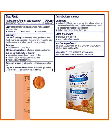 Mucinex InstaSoothe Sore Throat Drops with Honey & Echinacea - Fast Acting Oral Pain Relief - Buy Online on GoSupps.com