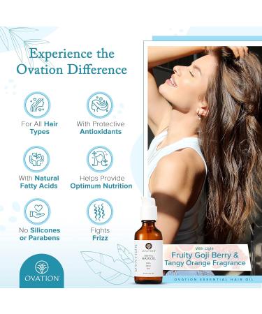Ovation Hair Essential Oil - Frizz Control for All Hair Types 2 oz - Nourishing & Shine Boosting with Vitamin E Omega Fatty Acids - No Silicones Sulfates Parabens - Shop Internationally - Buy Online on GoSupps.com