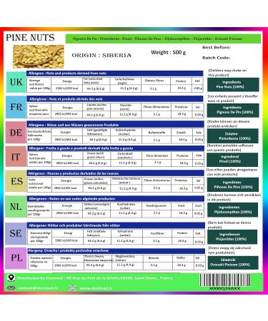 Pine Nuts 500g | Raw & Peeled | 100% Natural Gluten-Free Non-GMO | Siberian Piniene Kerne - Perfect for Recipes - Buy Online on GoSupps.com