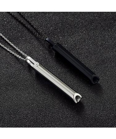 Tyniffer Breathing Necklace for Anxiety Relief - Shift Necklace for Women - Stress Relief & Meditation Aid - Calming Mindful Whistle Necklace in Black - Buy Online on GoSupps.com
