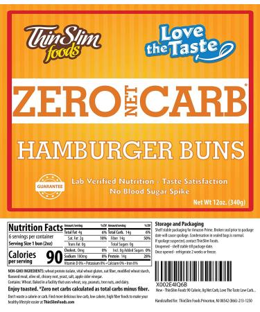 ThinSlim Foods 90 Calorie 2g Net Carb Low Carb Hamburger Buns - Love the Taste | Keto-Friendly Option - Buy Online on GoSupps.com
