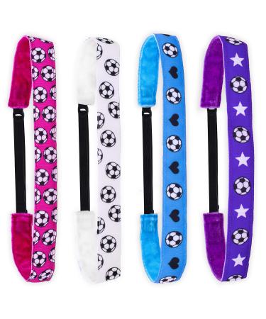 FROG SAC 4 Soccer Headbands for Girls, Adjustable No Slip Sport Hair Bands for Kids, Thin Elastic Athletic Sports Headband for Girl Hair Accessories