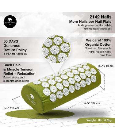 Bed of Nails Acupressure Pillow for Neck & Back Pain Relief - 142 Pressure Points - FSA/HSA Eligible - Carry Bag Included - Green - Buy Online on GoSupps.com