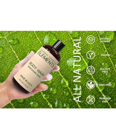NATURAL AMERICAN ELEMENTS Men's Body Wash - Paraben & Sulfate Free Shower Gel for All Skin Types - Hydrating Cleansing Nourishing - 16 oz Made in USA - Masculine & Natural Scent - Buy Online on GoSupps.com