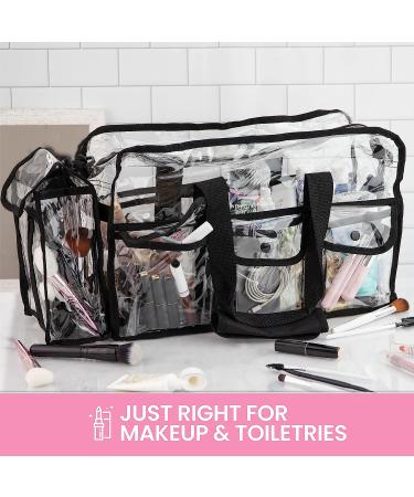 Large Clear Makeup Organizer Bag with Sturdy Zipper, Adjustable Strap, and 4 Exterior Pockets - 17 x 9 x 10 - Ideal for Toiletries - Large Cosmetic Bag - Buy Online on GoSupps.com