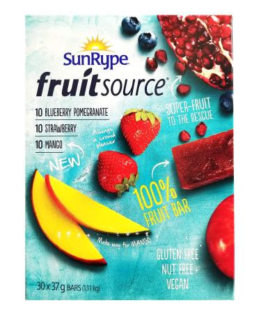 Sunrype Fruit Source - 100% Fruit Bar, 30ct x 37g bars, 3 Flavours, (Imported from Canada)