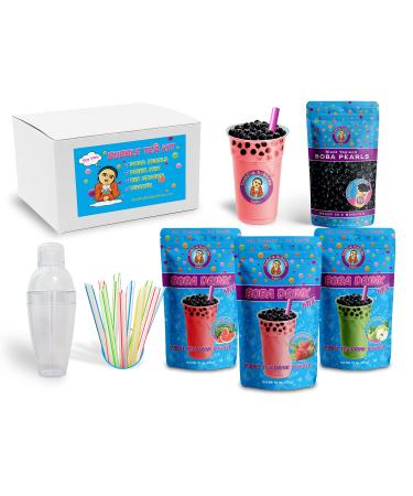 STRAWBERRY CREAM, SOUR GREEN APPLE, WATERMELON - D.I.Y. Jumbo Boba / Bubble Tea Kit / Gift Box by Buddha Bubbles Boba