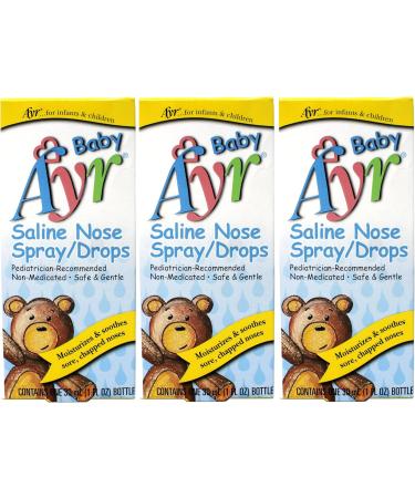 Baby Ayr Saline Nose Spray/Drops 1-Ounce Spray Bottles (Pack of 3) - Buy Online on GoSupps.com