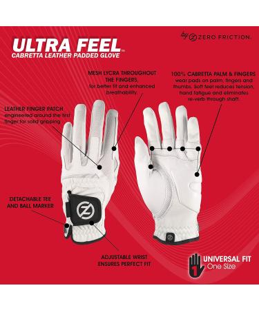 Zero Friction Ultra Feel Cabretta Golf Glove - Padded Fingers & Palms for Reduced Tension - New Verb White | International Shipping - Buy Online on GoSupps.com