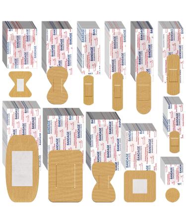 Assorted Styles Flexible Fabric Adhesive Bandages Small Breathable Fingertip Bandages Cloth Elastic Knuckle Bandages Various Sizes Spot Bandage for First Aid and Wound Care (360)