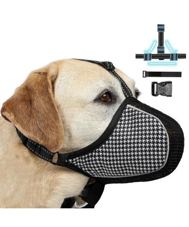 Muzzle for large dogs breathable dogs muzzle pet mask dog muzzle with reflective & adjustable strap dog mucky basket to prevent eating biting chewing s network + fabric