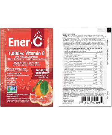 Ener-C Tangerine & Grapefruit Multivitamin Drink Mix, 1000mg Vitamin C, Non-GMO, Vegan, Real Fruit Juice Powders, Natural Immunity Support, Electrolytes, Gluten Free, 2-Packs of 30 (60 Count) - Buy Online on GoSupps.com