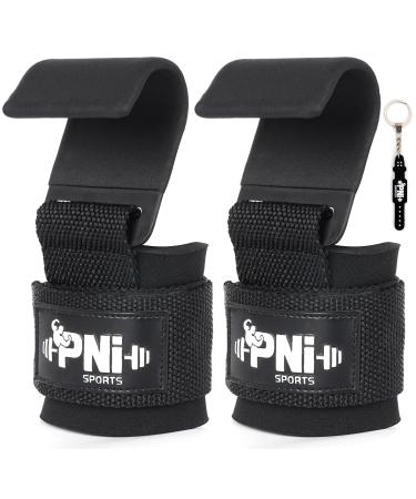 PNI Weight Lifting Wrist Straps with Heavy-Duty Steel Hooks 1 pair -Wrist Support Power- Heavy duty weight lifting straps - Neoprene Padded Wrist Wraps- Weight Lifting Training Gym Grips Straps