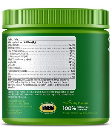 Zesty Paws Hemp Elements Omega Bites for Dogs - Chicken Flavor | 90 Soft Chews - Buy Online on GoSupps.com