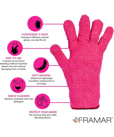 FRAMAR Pink Microfiber Hair Dye Gloves for Salon & Cleaning - Reusable & Fuzzy Mitt for Hairstylist Supplies - Buy Online on GoSupps.com