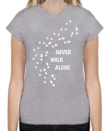 Shirtracer Women's Shirt - Perfect Gift for Dog Owners | Never Walk Alone Paw Prints Grey Mottled XL - Buy Online on GoSupps.com