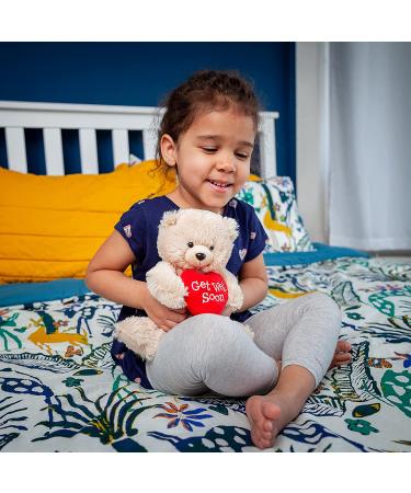Feel Better Teddy Bear with Red Heart | Get Well Soon Gifts for Men, Women & Kids | Stuffed Animal Bear with Get Well Soon Card - Buy Online on GoSupps.com