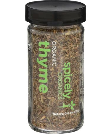 Spicely Organic Thyme 0.60 Ounce Jar Certified Gluten Free 0.6 Ounce (Pack of 1)