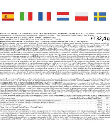 Hyaluronic Acid & Q10 Coenzymes Capsules | 2-Month Supply | 500-700 kDa Molecular Size | Vegan & Pure Formula - Buy Online on GoSupps.com