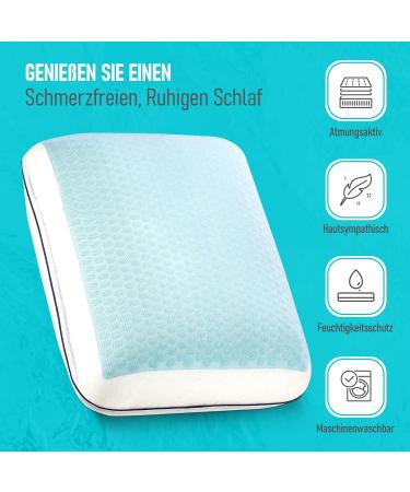 Okaei Gelcell Cooling Memory Foam Pillow - Ergonomic 60x40+15cm for Comfortable Sleep - 100% Polyurethane Filling - Best Cooling Pillow for Pleasant Sleep - Buy Online on GoSupps.com