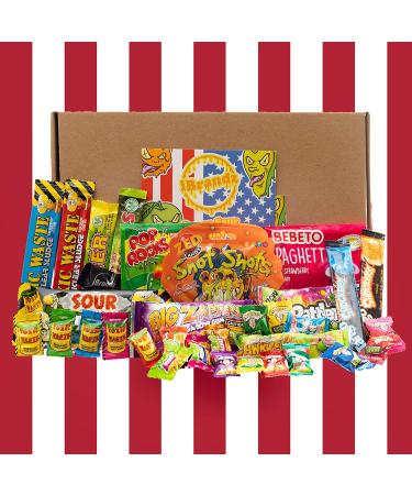 Super Sour Sweet Gift Box Hamper 34 Treats Ultimate American and World Candy. Gift for Children or Adults as Birthday Christmas Easter Gift. Extreme Sour contains Warheads Toxic Waste etc - Buy Online on GoSupps.com
