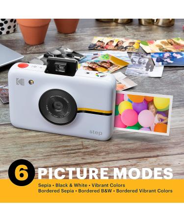Kodak Step Instant Camera Bundle - 10MP Image Sensor, Zink Zero Ink Tech, Photo Album, Case, 20 Pack Zink Paper, Markers, Stickers - White - Buy Online on GoSupps.com