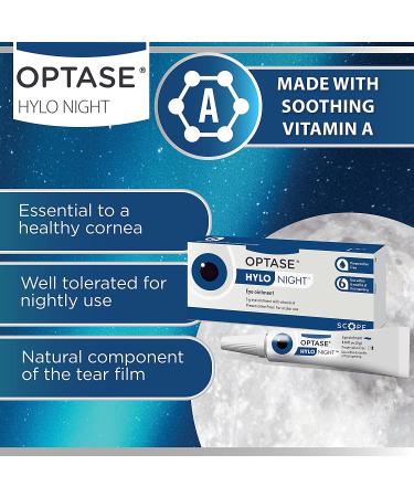 OPTASE Hylo Night Dry Eye Ointment - Preservative-Free Gel for Nighttime Relief - .18 oz - Buy Online on GoSupps.com