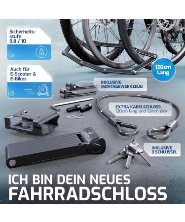 Byvita High Security Folding Bicycle Lock 120cm with Cable & Bracket - Ideal for Bicycles & E-Scooters - Buy Online on GoSupps.com