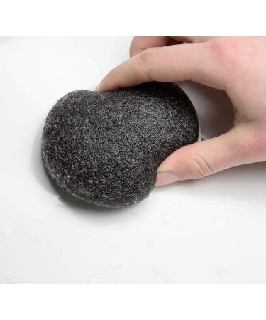 Konjac Sponge 3-Pack - 100% Natural Facial Peeling & Cleansing Sponges - Activated Carbon for Stained Skin - Buy Online on GoSupps.com