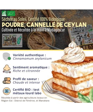 Nab r - 200 gr Poudre Cannelle de Ceylan 100% BIO Sans Additifs Cannelle moulue de Ceylan Madagascar - Buy Online on GoSupps.com