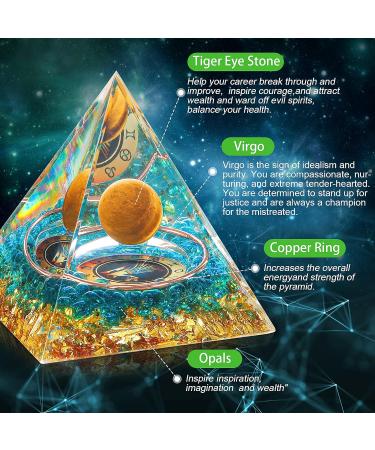 HuiJuKeJi Healing Crystals Virgo Orgonit Pyramid Constellation Gifts - 12 Companion Birthstone & Tiger Eye Stone Crystal Pyramid for Astrology Energy Healing Reiki Chakra Stone 6cm -Virgo - Buy Online on GoSupps.com
