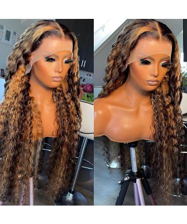 Honey Blonde Ombre Lace Front Wig Human Hair 20 Loose Deep Wave 13x6 HD Transparent Highlight Wigs with Baby Hair 180% Density - 12A Colored Lace Frontal Wig - Buy Online on GoSupps.com