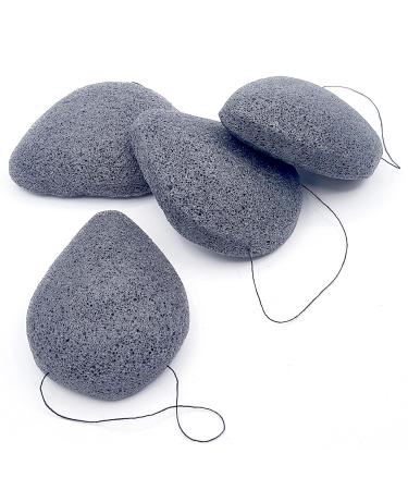 Bio-Konjac Face Sponge Set with Activated Carbon | 4 Drop-Shaped Natural Cleansing Sponges - Eco-Friendly Skincare - Buy Online on GoSupps.com